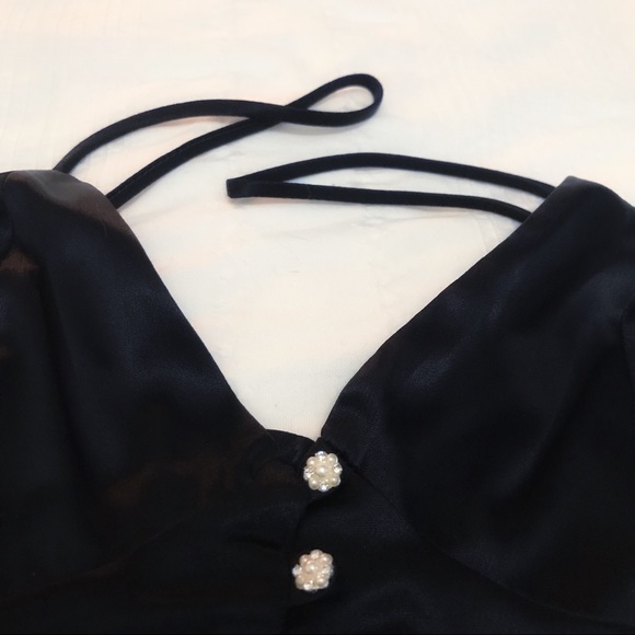 ZARA BLACK CROP TOP WITH PEARLED BUTTON - BUSTIER - SMALL - BRAND NEW WITH TAG - Picture 10 of 16